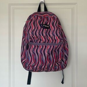 Mead Pink and Purple Backpack with Wavy Pattern